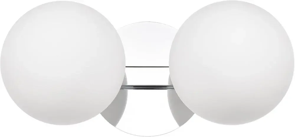 Modern 2-Light Chrome Bathroom Vanity Light with Globe Glass Shades